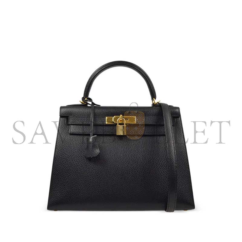 HERMÈS MASTER KELLY 25 CHEVRE NOIR GOLDEN HARDWARE (25*17*7cm) 